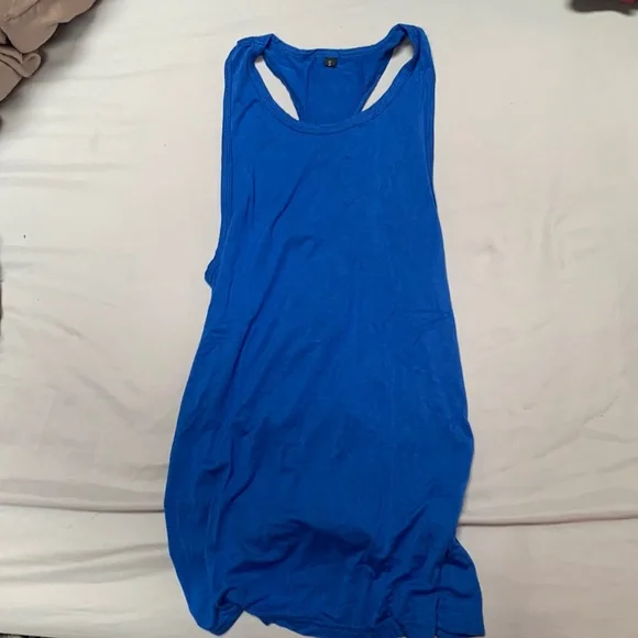 Blue Draped Back Workout Tank - Picture 1 of 2